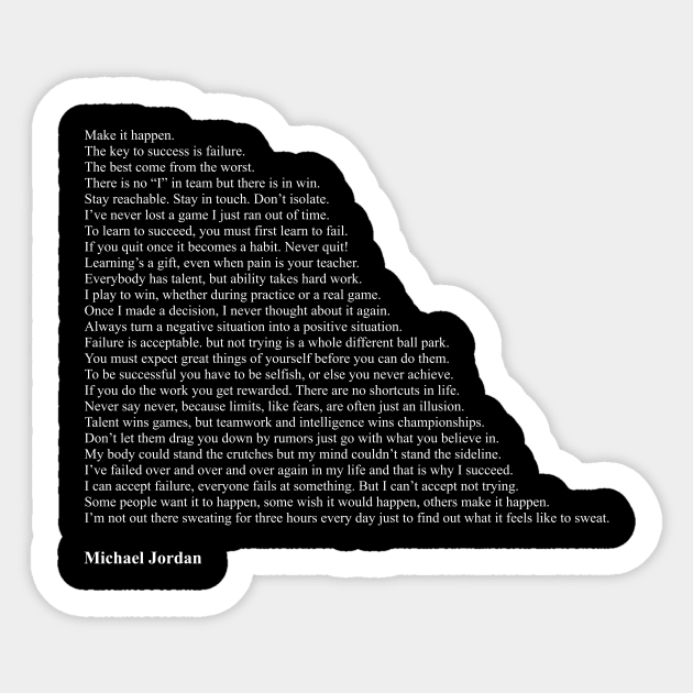 Michael Jordan Quotes Sticker by qqqueiru